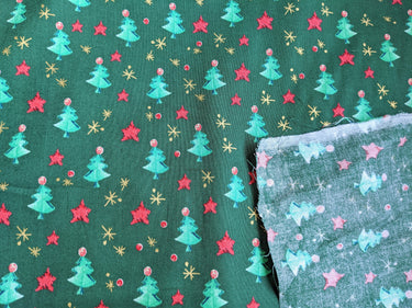 Bottle Green Christmas Trees Cotton Fabric Christmas Fabric, Festive Fabric, Holiday Fabric